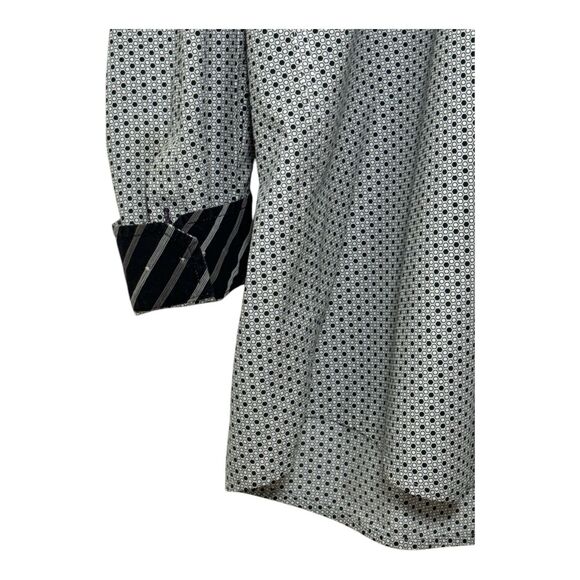 Cinch Long Sleeve Buttondown Western Shirt Mens SZ XXL  Blue White Hexagon Print - Picture 16 of 16